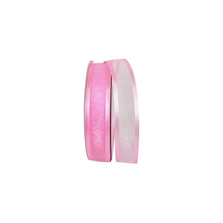 RELIANT RIBBON 10.5 in. 100 Yards Sheer Satin Edge Value Ribbon, Pink 25765-061-09C